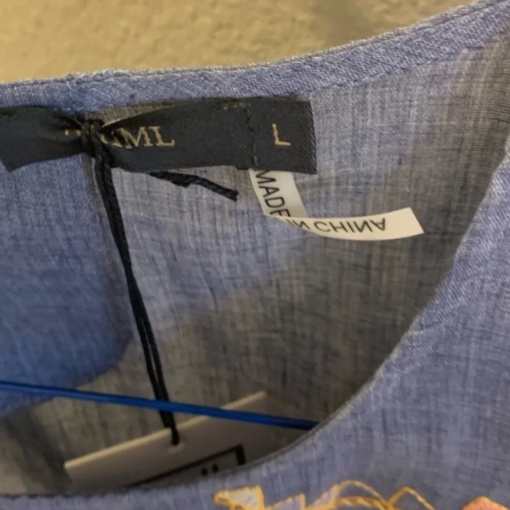 NWOT THML Embroidered Chambray Top - Picture 7 of 8